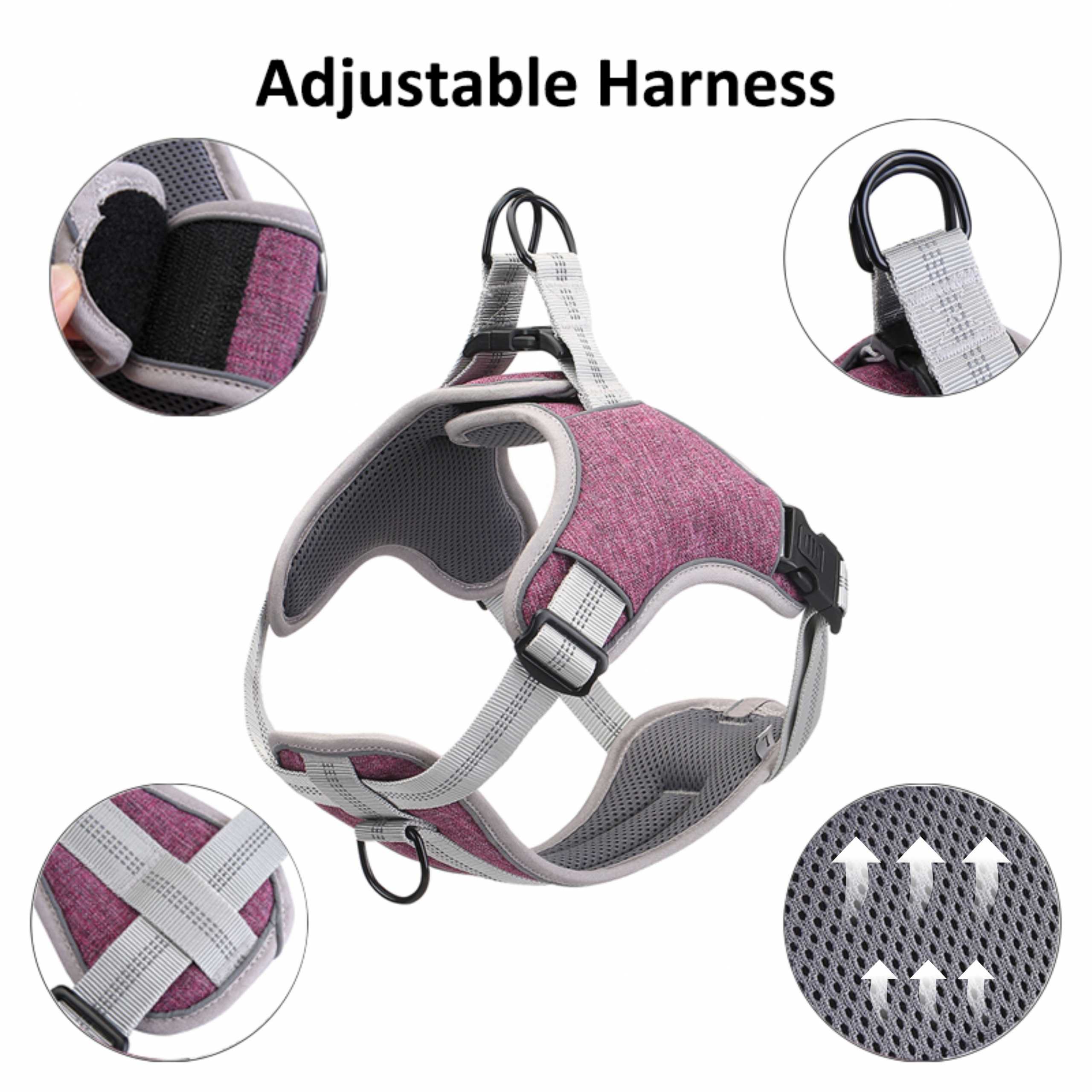 Amazon Top Seller Custom Big Reversible Adjustable Soft Dog Harness Set No Pull Reflective