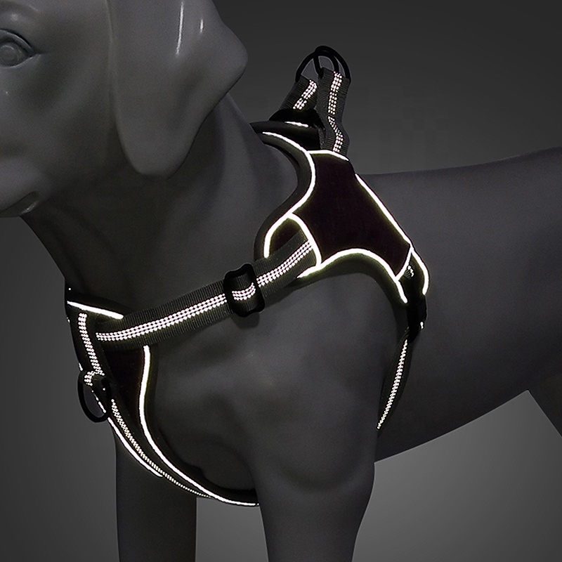 Amazon Top Seller Custom Big Reversible Adjustable Soft Dog Harness Set No Pull Reflective