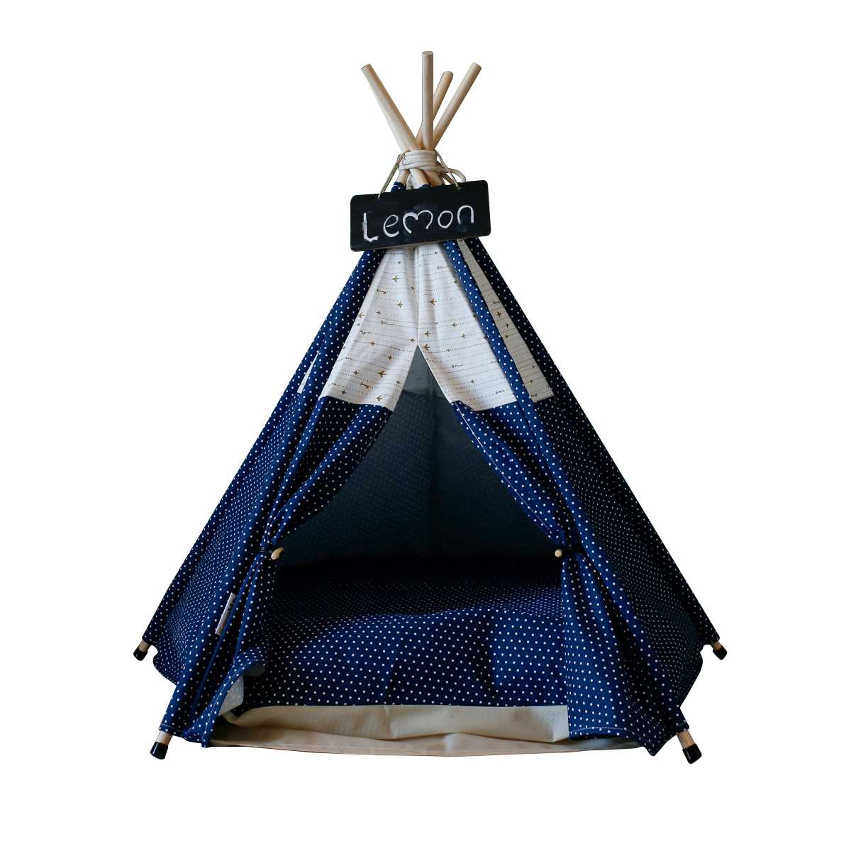 Breathable Cozy Navy White Dots Pet Supplies Indoor Teepee Tent