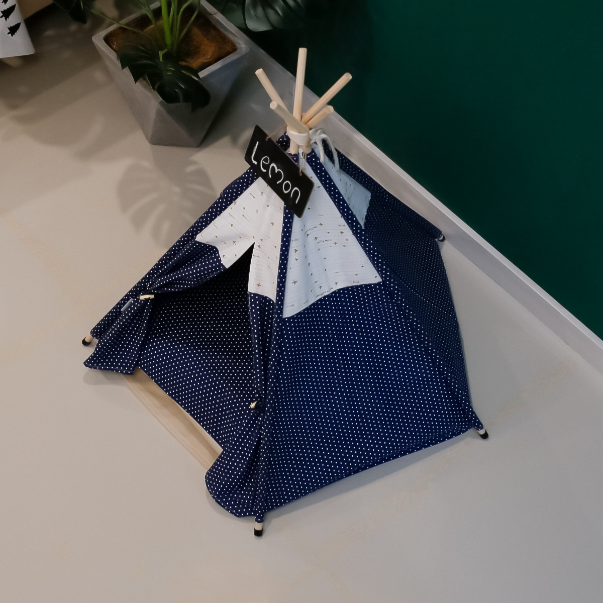 Breathable Cozy Navy White Dots Pet Supplies Indoor Teepee Tent