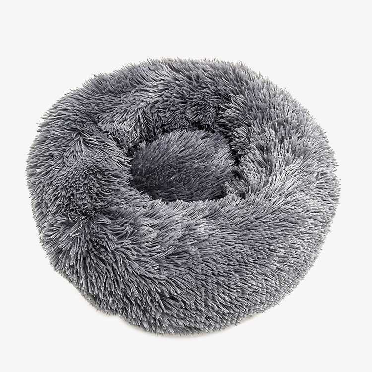 Custom Long Plush Warm Soft Round Cat Dog Pet Bed With PP Cotton