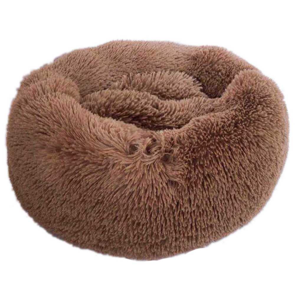 Custom Long Plush Warm Soft Round Cat Dog Pet Bed With PP Cotton