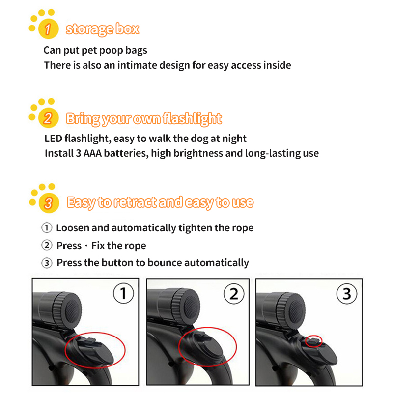 Custom Print Logo Pet Leash Dogs Nylon 16 Ft Rope Dog Leash Retractable Running