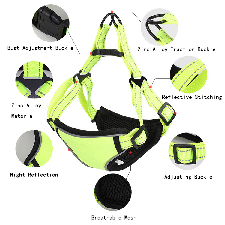 Dog Traction Chest Harness Reflective Adjustable Pet Harness
