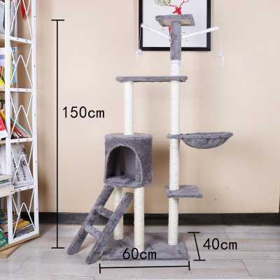 Manufacturer Customized Big Pet Cat Tower Condo Play House Pet Scratch Post Kitten Furniture