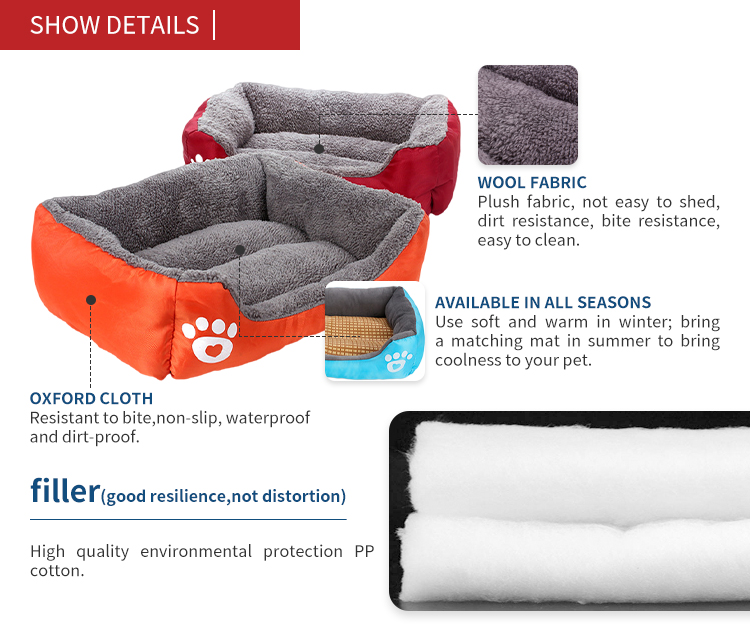 Memory Foam Soft Washable Portable Small Large Big Orthopedic Cama De Perro Paw Pet Sofa Dog Beds Built In Blanket