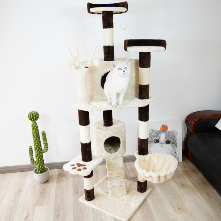 Large Cat Tree House Double Color Stitching Resistance Bite Multipurpose Cat Bed