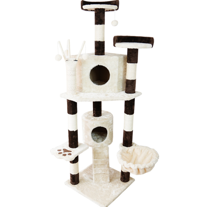 Large Cat Tree House Double Color Stitching Resistance Bite Multipurpose Cat Bed