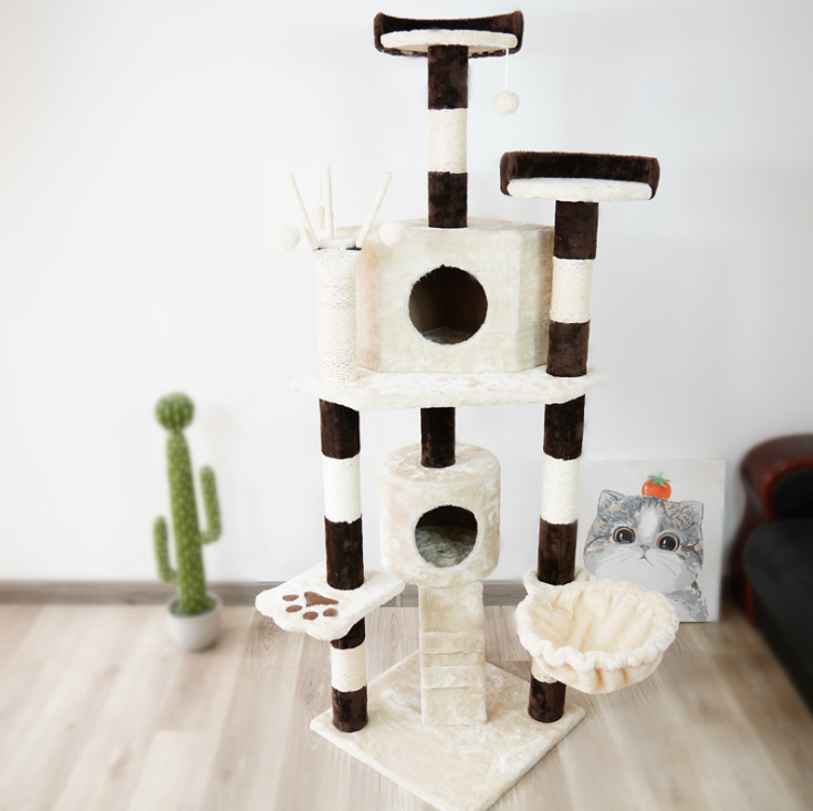 Large Cat Tree House Double Color Stitching Resistance Bite Multipurpose Cat Bed