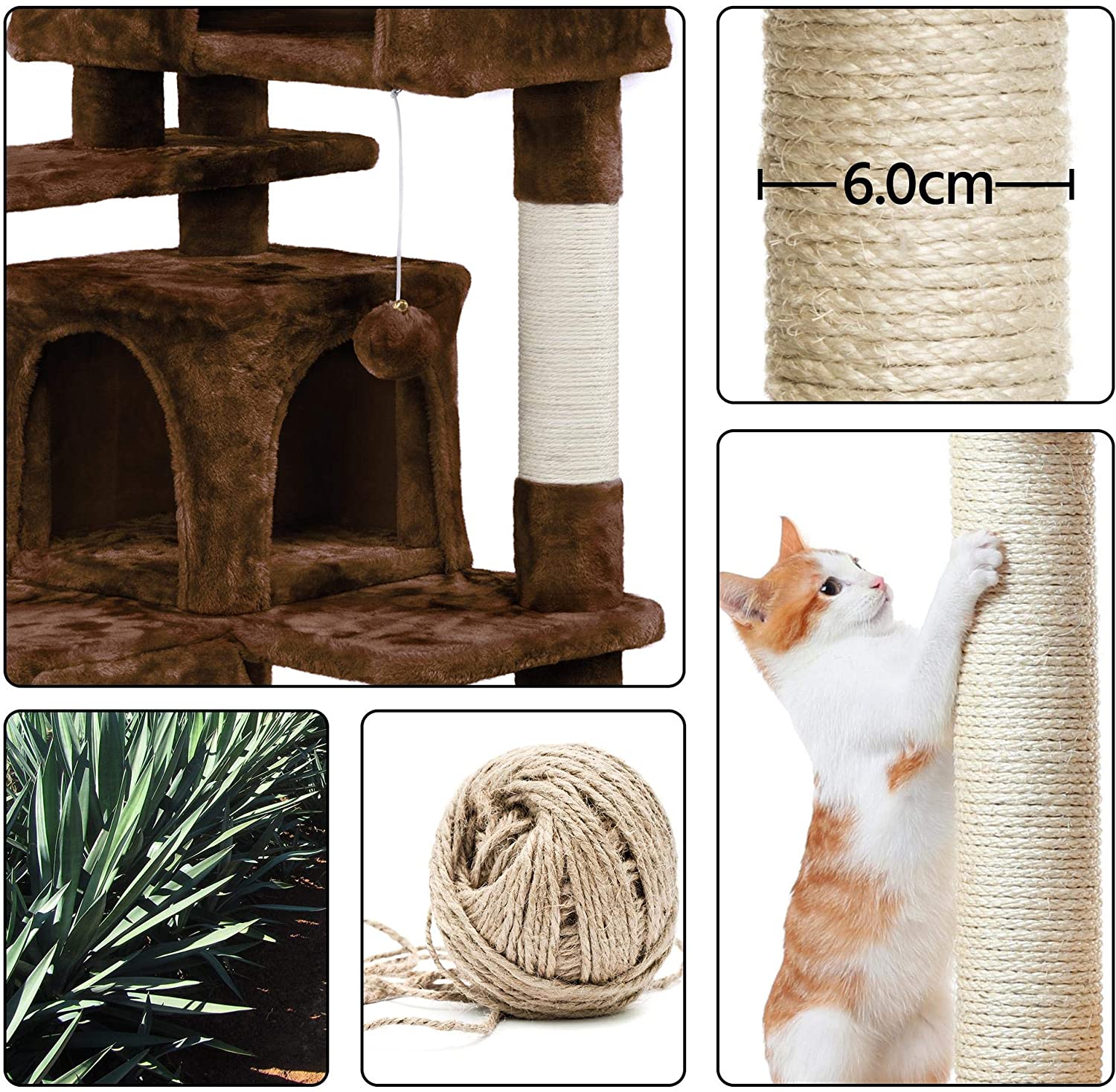 Pet Palace With 2 Cozy Condos 2 Thick Perches Scratching Ladder Kitten Toy Cat Scratching Post Cat Tree Tower