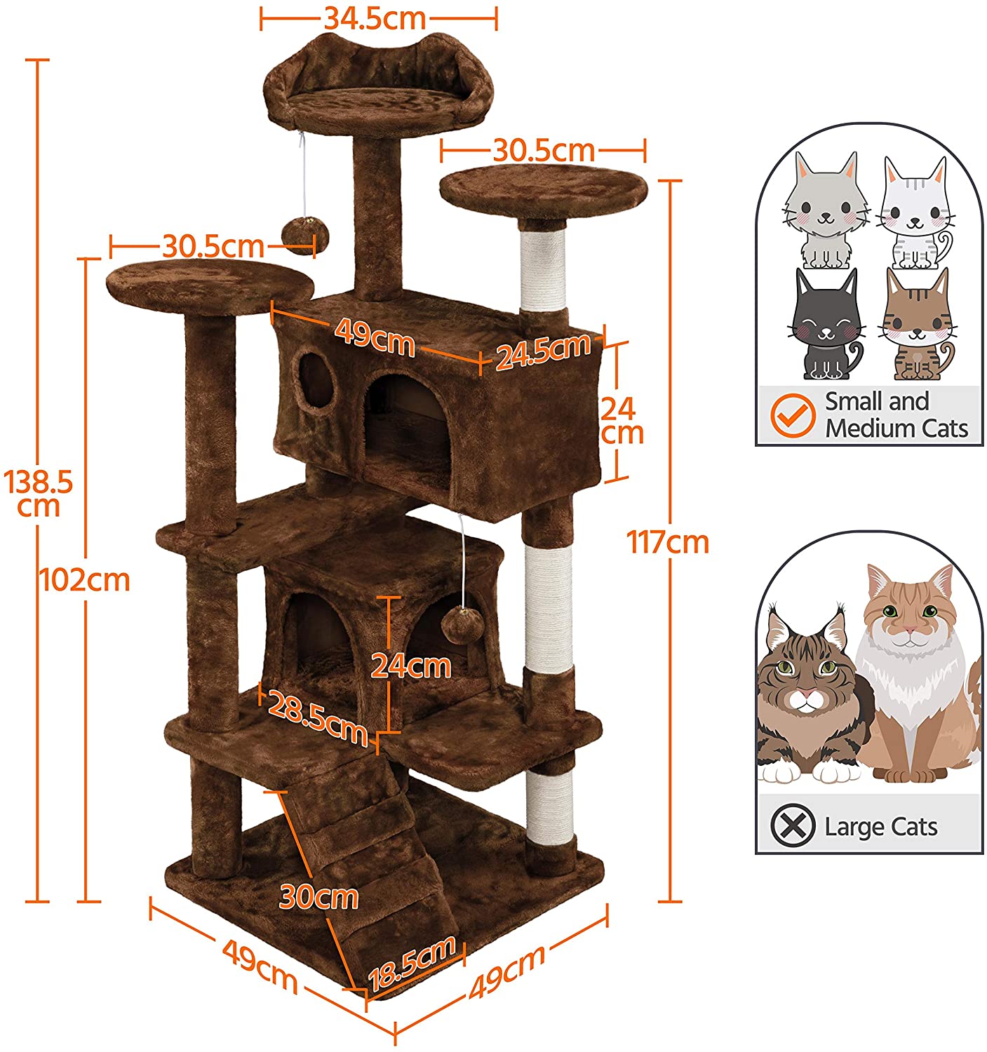 Pet Palace With 2 Cozy Condos 2 Thick Perches Scratching Ladder Kitten Toy Cat Scratching Post Cat Tree Tower