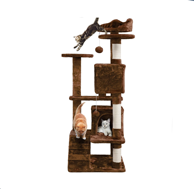 Pet Palace With 2 Cozy Condos 2 Thick Perches Scratching Ladder Kitten Toy Cat Scratching Post Cat Tree Tower