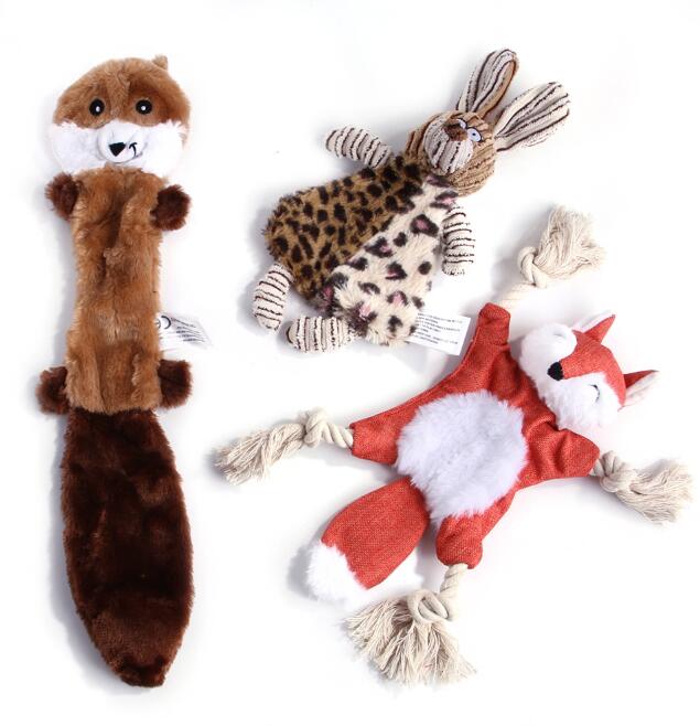 3 Packs No Stuffing Dog Animal Squeaky Crinkle Dog Toys Set