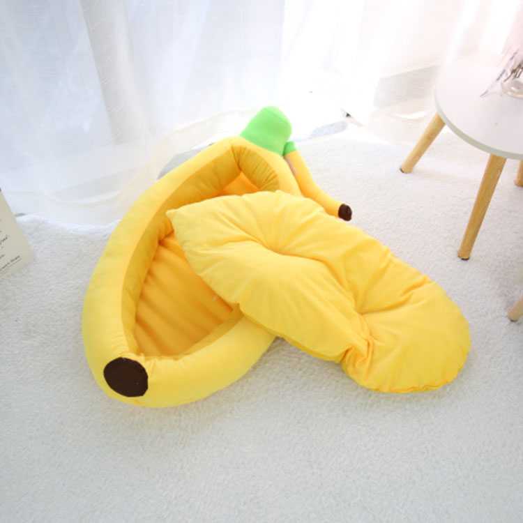 Cute Cool Warm Custom Banana Cat Bagel Dog Comfy Calming Pet Bed Funny Banana Bed Pet