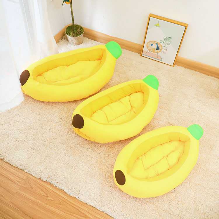 Cute Cool Warm Custom Banana Cat Bagel Dog Comfy Calming Pet Bed Funny Banana Bed Pet