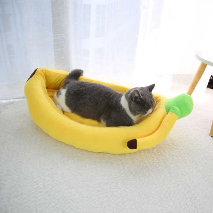 Cute Cool Warm Custom Banana Cat Bagel Dog Comfy Calming Pet Bed Funny Banana Bed Pet