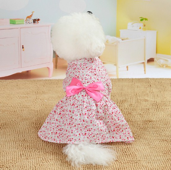 Cute Spring Summer Small Dog Fancy Dress Pet Stripe Froal Princess Dog Dress