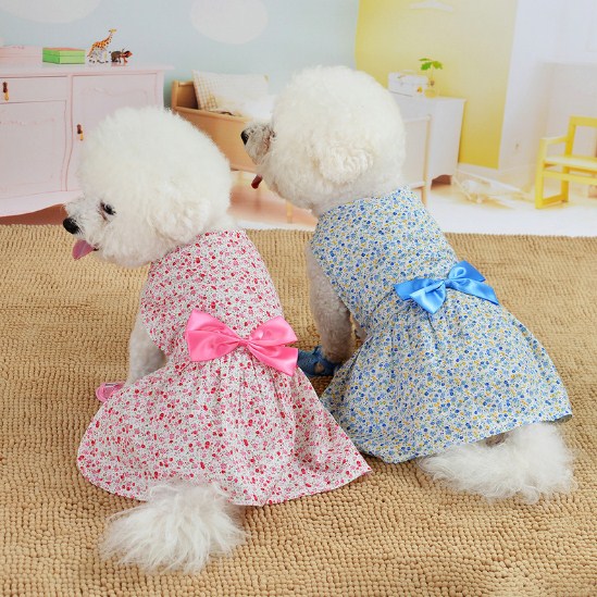 Cute Spring Summer Small Dog Fancy Dress Pet Stripe Froal Princess Dog Dress