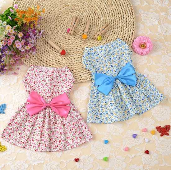 Cute Spring Summer Small Dog Fancy Dress Pet Stripe Froal Princess Dog Dress