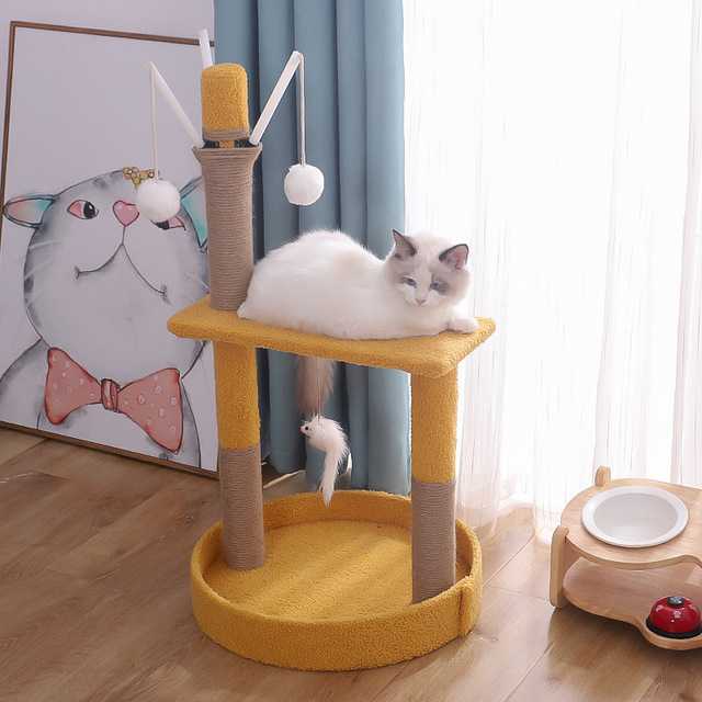 Multifunctional Cat Tree Cat Tower Condos Medium Wood Cat Tree With Ball Toy