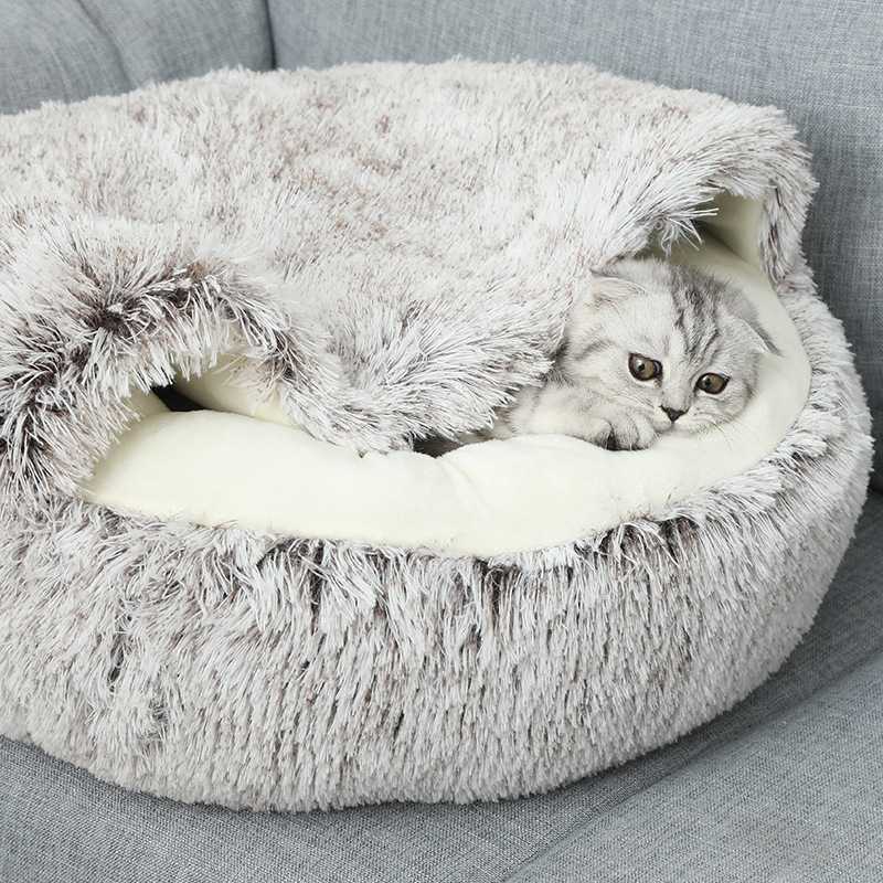 The Crystal Plush Warm Cat Bed Pet Round Halfpack Cat Litter Deep Sleep Cat Litter Cute Pet Beds