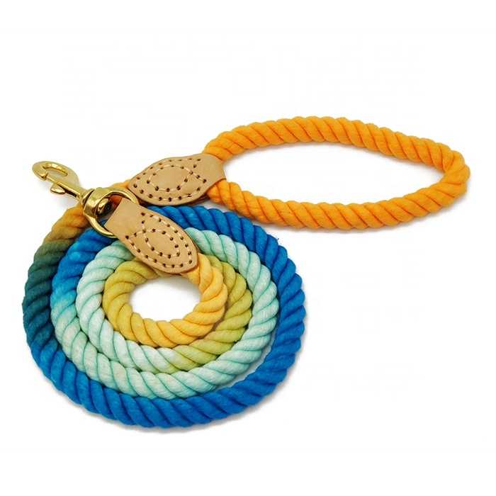 Rope Dog Leash Custom Gradient Colors Cotton Dog Leash Leather Braided Rope Leashes