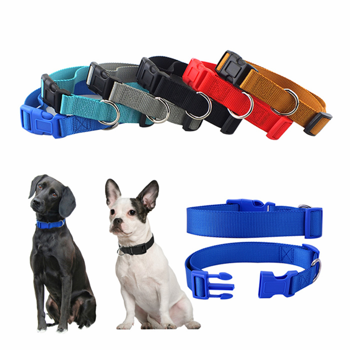 Oem Custom Personalized Logo Adjustable Blank Plain Nylon Pet Dog Collar