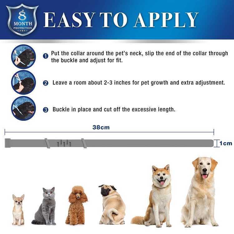 Amazon Top Seller Customised Logo Packing Pet Flea Tick Collar Dogs Cats Adjustable Dog Flea Collar