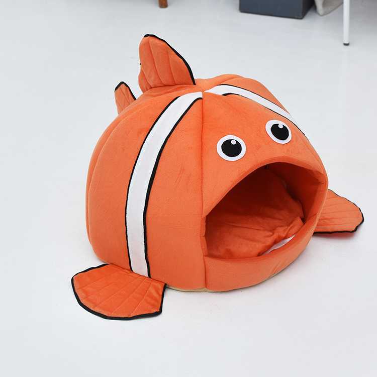 Custom Orange Fish Shape Washable Fluffy Plump Thick Pet Bed Mattress EcoFriendly Cat House