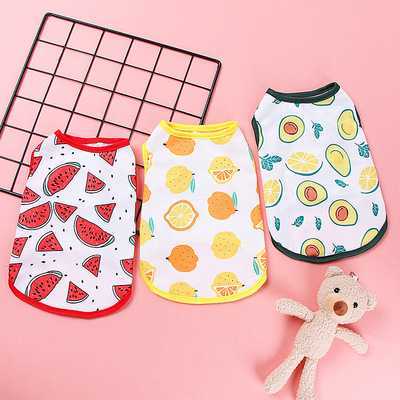 Cute Summer Avocado Cartoon Print Clothing Pet Matching Clothes Shirt Boy Dog