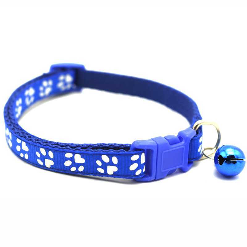 Manufacturer Multicolors Paw Print Adjustable Nylon Cat Dog Collar With Bell