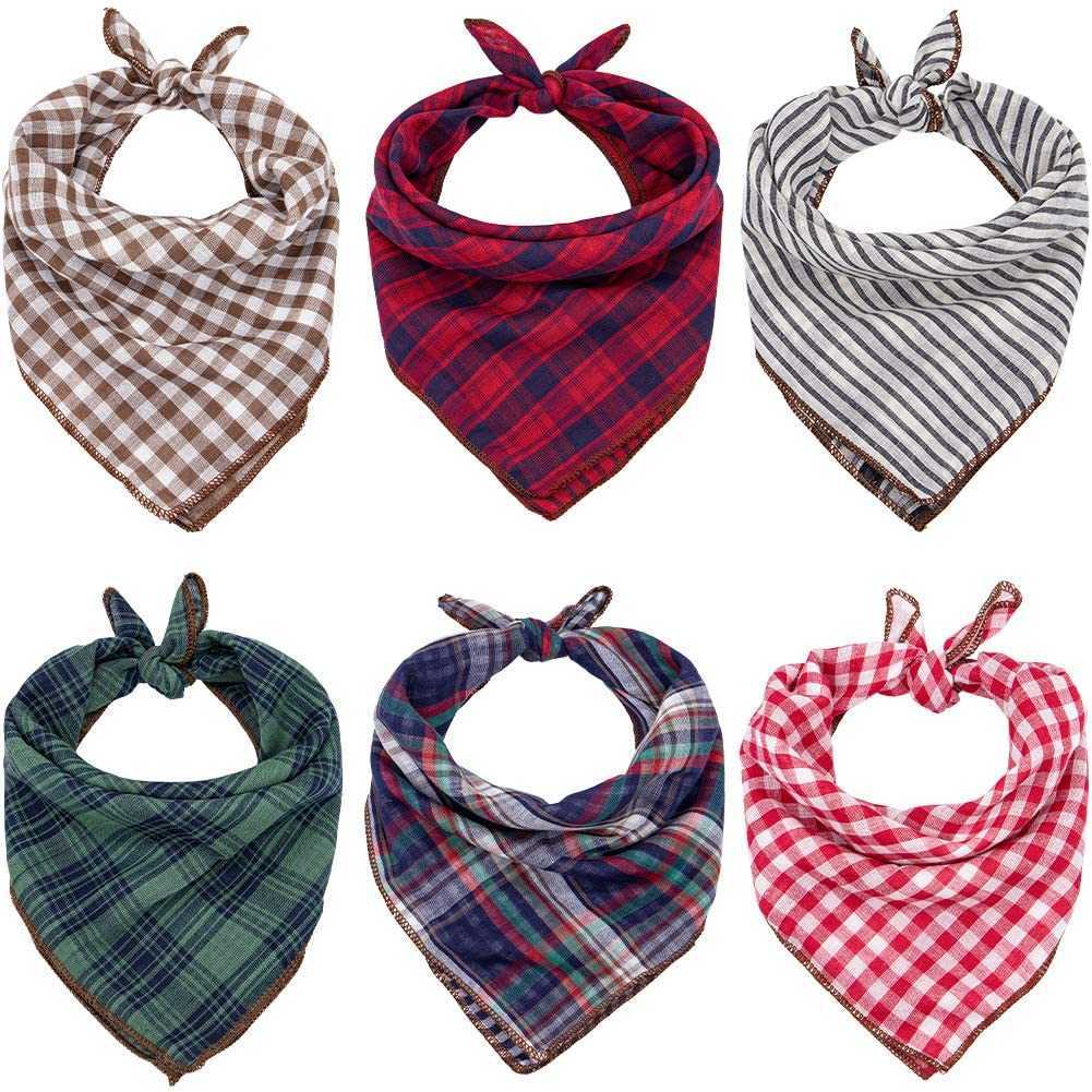 Pet Washable Triangle Plaid Pet Bandanas Adjustable Custom Dog Cat Bibs Scarf Bandana