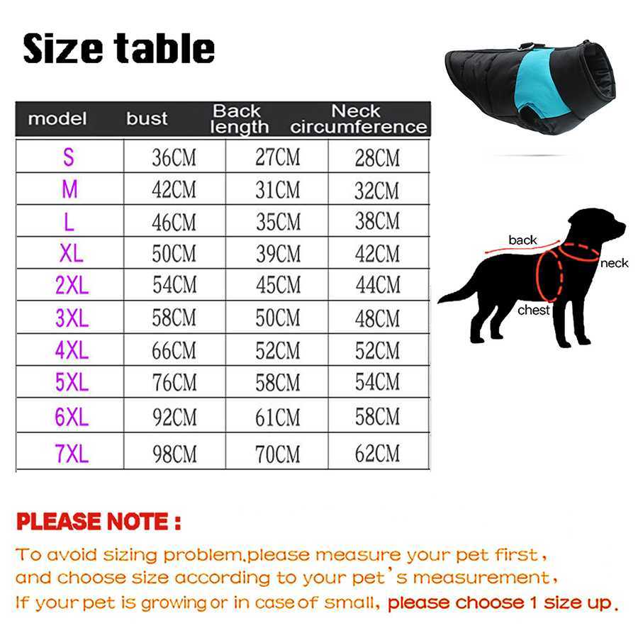 Winter Pet Dog Clothes Pet Warm Jacket Coat Waterproof Dog Clothing Outfit Vest French Bulldog Small Medium Large Dogs