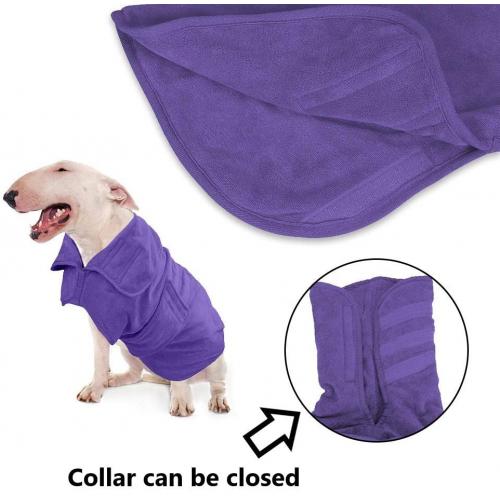 Absorb Moisture Quickly Puppy Towelling Bathing Accessories Adjustable Collar Waist Dog Drying Coat Robe Towel