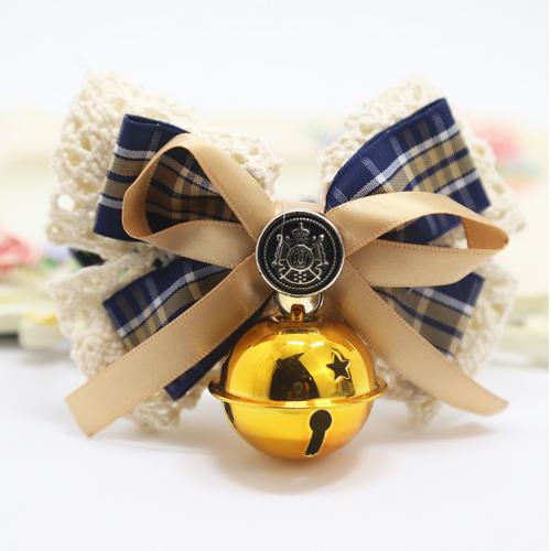 Adjustable Leather Bow Tie Shape Pet Dog Cat Collar With Big Bell