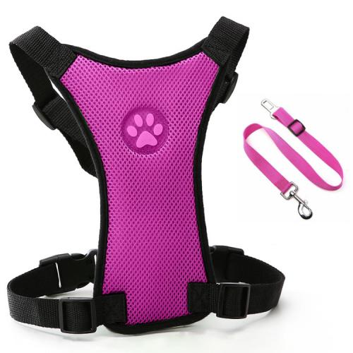 Adjustable Multifunctional Safety Vehicle Dog Car Seat Double Layer Net Cloth Harness Safe Pet Dog Seat Belt Set