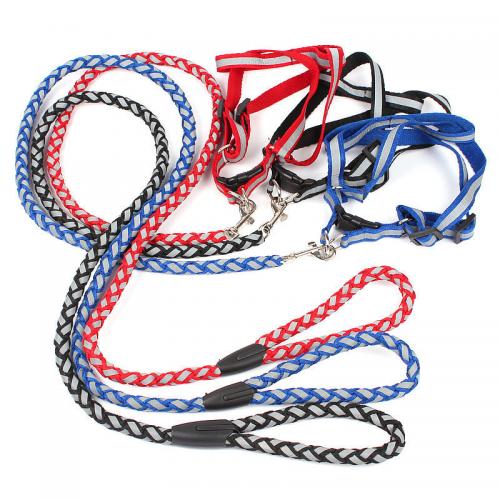 Adjustable Reflective Pet Dog Harness With Nylon Leash Outdoor Training Dogs