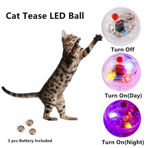 Cat Playing Toys LED Flashing Ball Toys Pet Cat Interactive Toy Balls Cat Chasing Playing Fun Funny Roll Balls