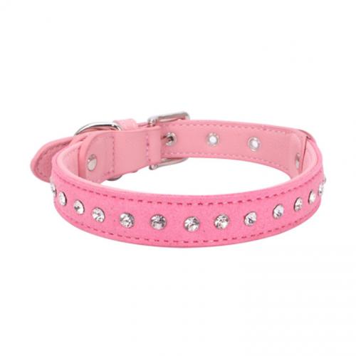 Comfortable Soft Single Row Rhinestone PU Leather Pet Collars Dog Chains