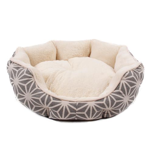 Comfortable Warm Pet Plaidbeds Furnishing Fabric Soft Plush Bolster Beds Dog Puppy