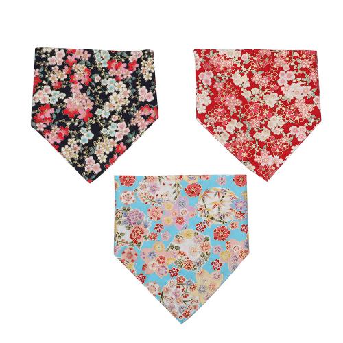 Custom Print Logo Pet Puppy Bandana Neck Scarf Collar Japanese Flowers Dog Bandana