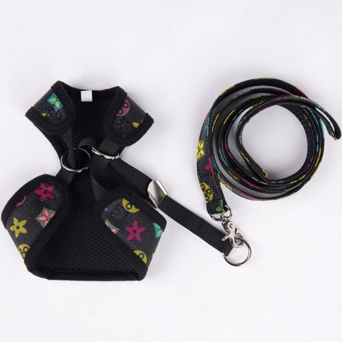 Custom Safety Small Puppy Dogs Harness Soft Leather Mesh Padded Pet Vest Dog Harness Leash Set