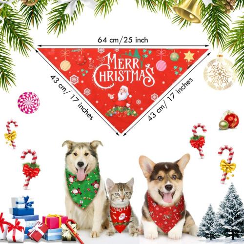 Customized Christmas Dog Triangle Bandanas Pet Plaid Bibs Washable Santa Claus Bandanas