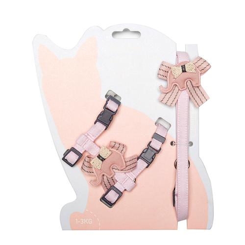 Cute Floral Bowknot Tie Flower Bow Bungee Cotton Chest Back Strap Traction Rope Cat Collar Dog Harness Pet Leash