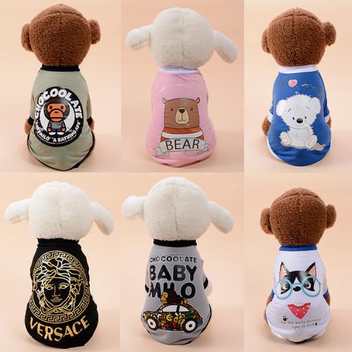 Cute Leisure Shirt Handsome Durable Comfortable Breathable Cotton Wearing Bipedal Apparel Pet Dog Cat Clothes