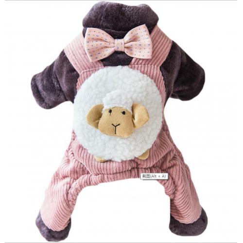 Cute Sheep Pattern Dog Outfits Corduroy Fabric Pet Clothes