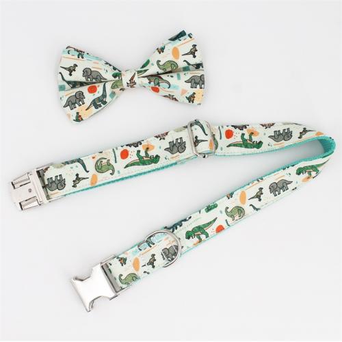 Dinosaur Dog Collar Bow Tie Dog Cat Necklace With Metal Buckle Pet Gifts