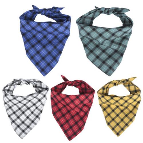 Dog Accessories Plaid Double Sides Double Layer Dog Bandana Triangle Bibs Scarf Pet Dog Scarf Bandana