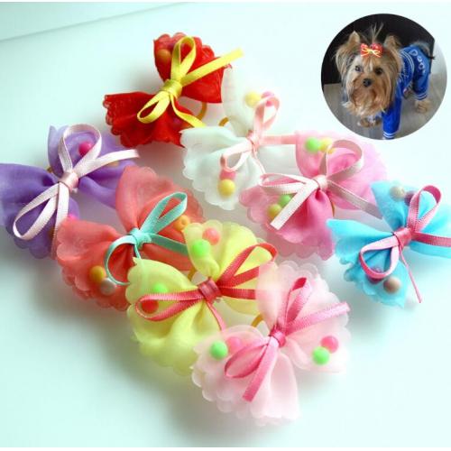 Dog Hair Clip Cute Pet Sweet Pet Hair Accessories Polyester Dog Hair Bows