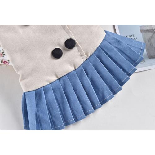 Dog Pleated Skirt Doublebreasted Dog Coat Two Feet Pet Clothes With Flannel
